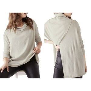 Free People Juicy L/S Cowl Neck Split Back Draped Tunic in Stone Cold Sz XS
